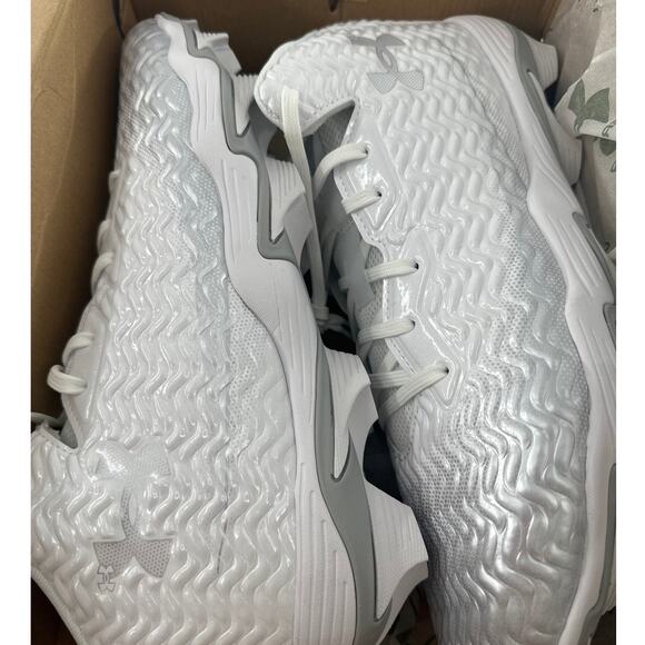 Under Armour Men\'s White Metallic Silver Spotlight Hammer Cleats Size 13 main image 5